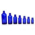 full size 15ml 30ml 50ml 100ml blue color Glass Essential Oil dropper bottle with silver lid